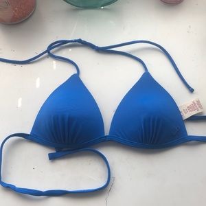 Blue triangle bikini top for women